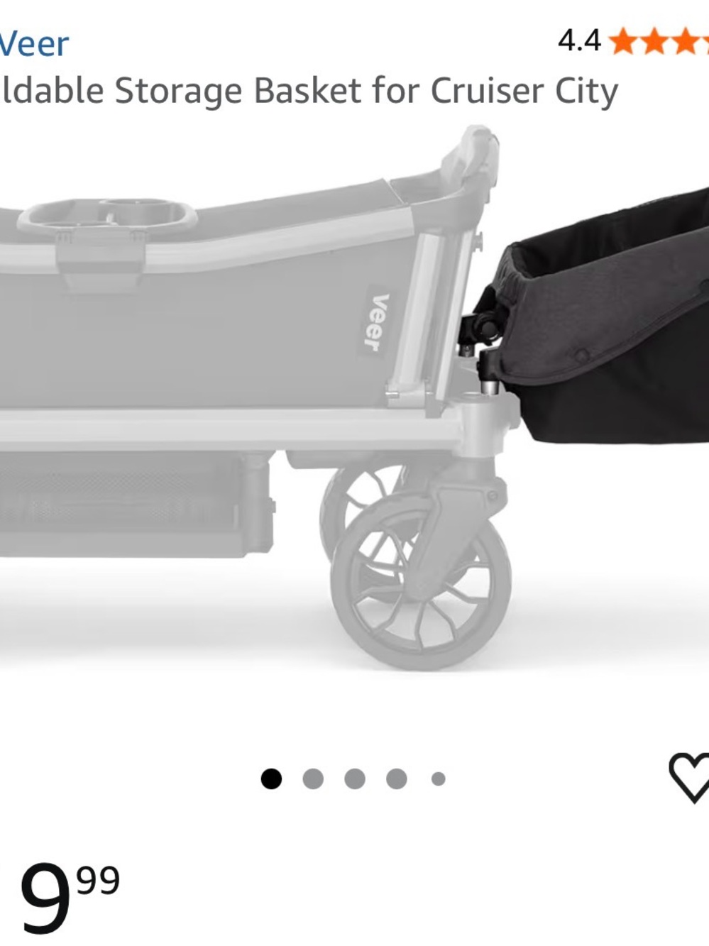 Veer Black Foldable Storage Basket for Kids wagon